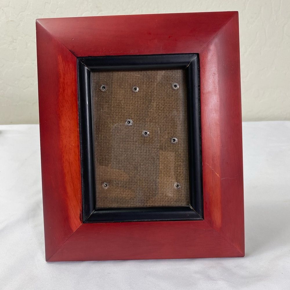 Red Wooden Picture Frame Vintage 4x6 photo Very